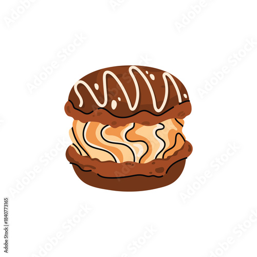 Vector and colorful french macarons with different flavors. Sweet dessert collection with chocolate, berry, fruit and pistachio macarons, perfect for bakery design, packaging and food illustrations