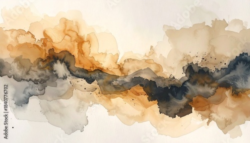watercolor ink brush stroke in neutral tones 