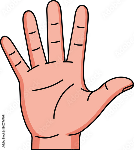 Cartoon Open Hand with Spread Fingers