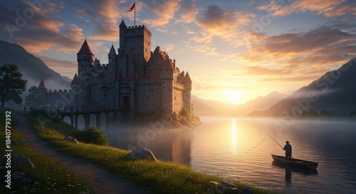 a castle in the middle of a lake