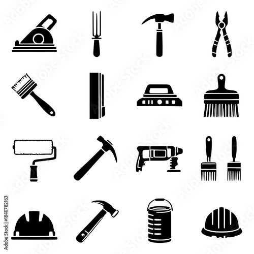 set of icons of tools
