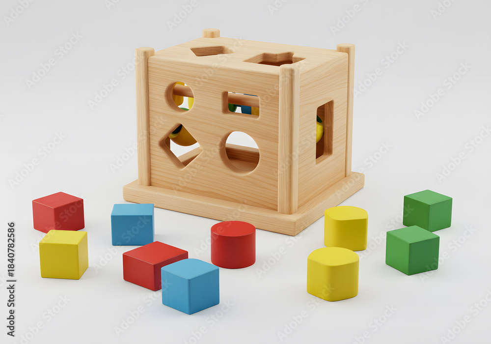 Fototapeta premium Wooden shape sorter educational toy