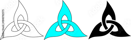 outline silhouette Triquetra knot symbol set