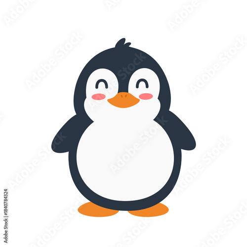 Cute penguin smiling. Animal illustration. Can be used for wallpaper, winter theme decoration
