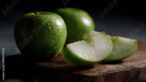 Green Apple Slices, Fresh Fruit, Healthy Eating, Food Photography