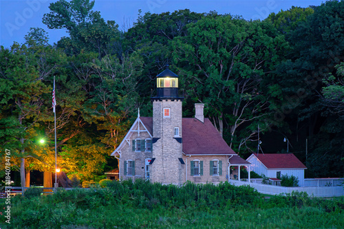 lighthouse at dusk