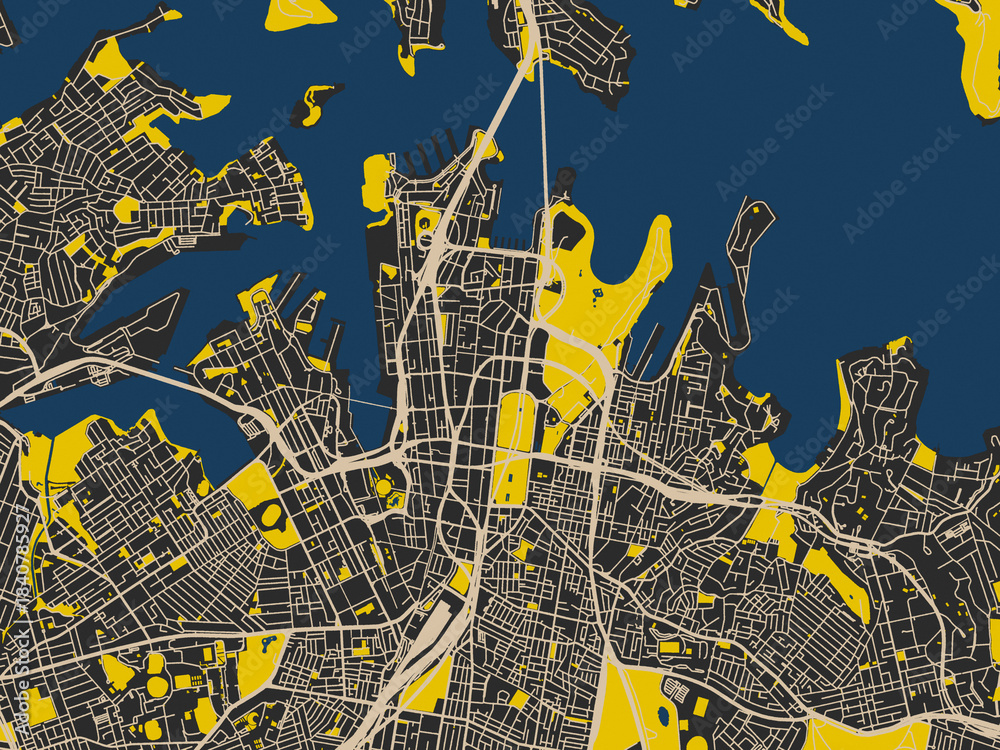 Fototapeta premium Sydney center, Australia – minimalist flat city map