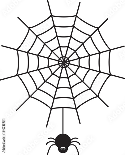 Halloween Spider Web: A spooky spider delicately descends from its intricate web, creating a chilling image of the Halloween spirit.