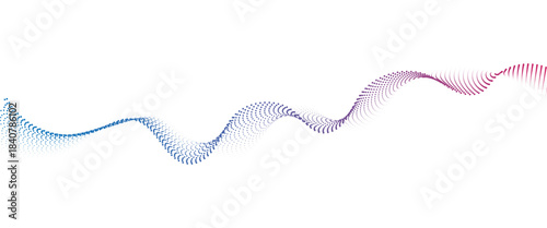 Flowing Dot Wave halftone gradient pattern on transparent background	