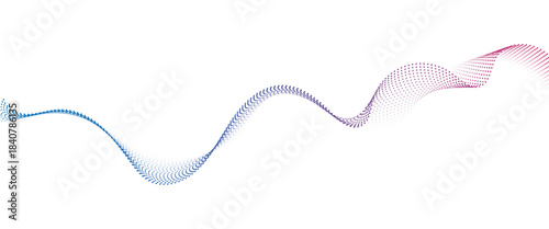 Flowing Dot Wave halftone gradient pattern on transparent background	