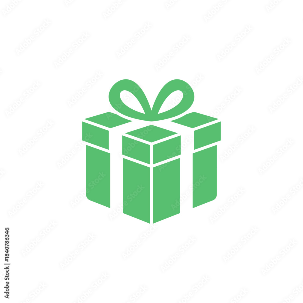 Obraz premium Christmas Present gift box Icon flat vector design