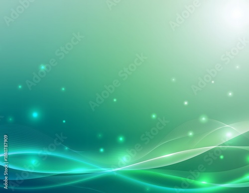 Abstract Green Gradient Background with Soft Eco Light Waves for Sustainable and Nature-Inspired Designs