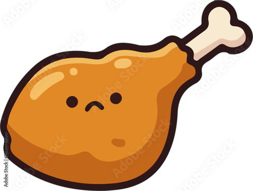 illustration of fried chicken with a kawaii smiling face