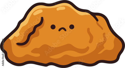 illustration of fried chicken with a kawaii smiling face