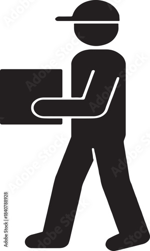 Delivery person icon carrying a box or package