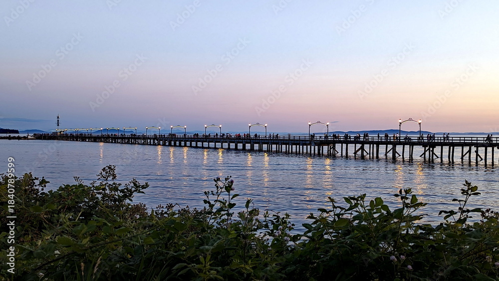 Fototapeta premium City of White Rock Pier at sunset. This is the longest pier in Canada.