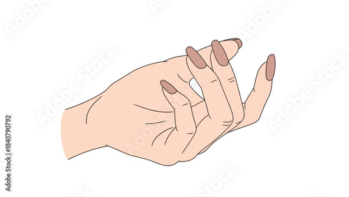 Illustration of a hand with light skin tone and manicured fingernails