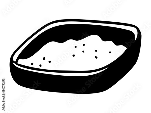 Cat litter box outline. Hand drawn vector isolated illustration.