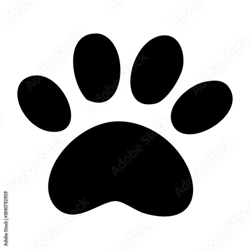 Cat paw print outline. Hand drawn vector isolated illustration. 