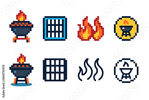 Barbecue, grill 3d icon set. Summer, outdoor cooking icons collection