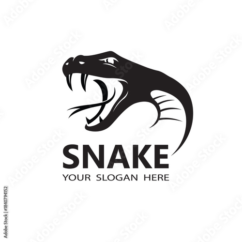 illustration of black snake head isolated on white background
