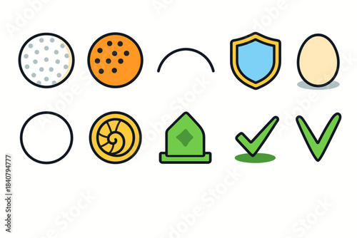 Sports and security flat icon set. Simple and colorful icons collection for various uses.