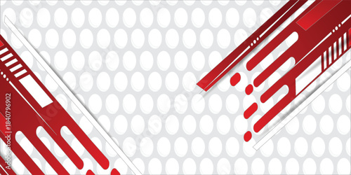 Dynamic Red Stripes Over Abstract Grey Dot Background for Modern Graphic Design