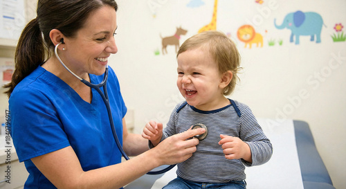 doctor examining baby