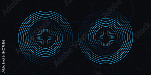 Blue abstract background with glowing circles. illustration