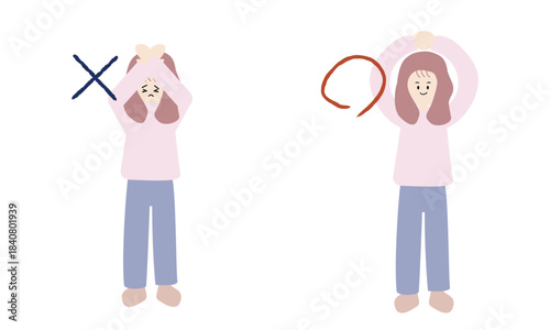 バツとマルで感情を表す女性のイラスト