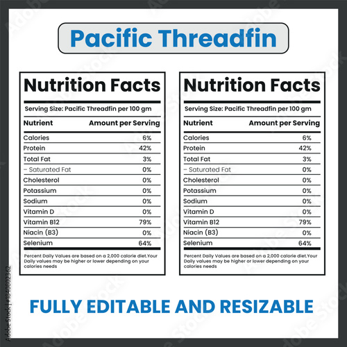 Pacific Threadfin Fish Illustration – Tropical Coastal Vector