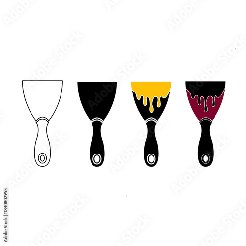 Scraper dripping paint. Minimal vector tool icon