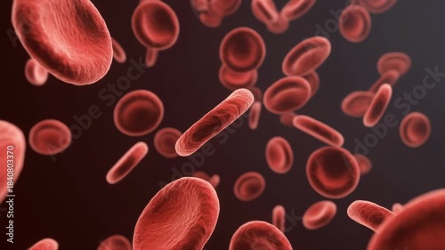 Red blood cells flowing through artery scientific visualization