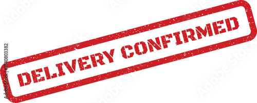 Textured red rectangular mark with Delivery Confirmed signifying official acknowledgment for logistics documents