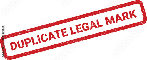Textured red rubber stamp displaying duplicate legal mark for official document authenticity confirmation