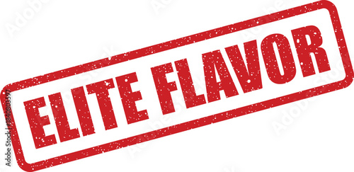 Textured red rubber stamp displaying ELITE FLAVOR text, representing premium taste and superior culinary quality