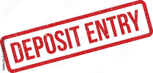 Traditional red rubber stamp with an aged texture displaying DEPOSIT ENTRY for ledger documentation
