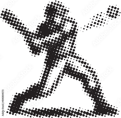 Dynamic halftone baseball batter swing illustration for impactful sports branding and poster layouts