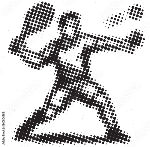 Dynamic halftone tennis forehand strike athlete illustration for clean athletic poster designs