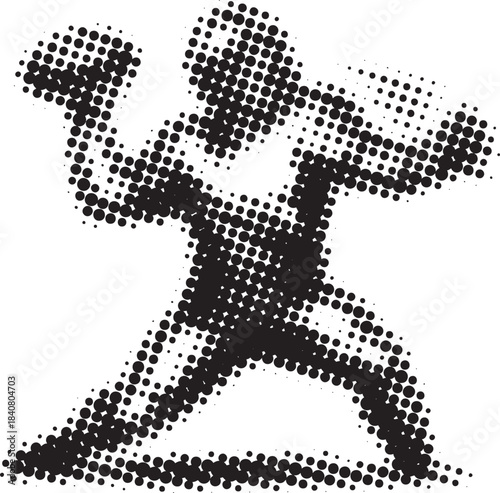 Dynamic halftone quarterback action throw illustration for American football posters and energetic layouts
