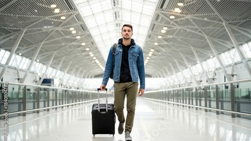 business traveler navigating airport with purposeful determination and style