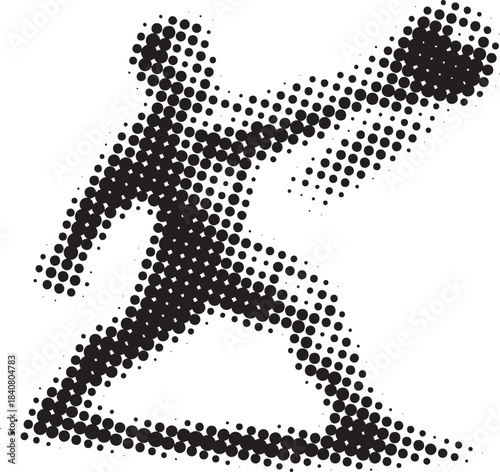 Dynamic halftone kettlebell swing athlete illustration with powerful motion lines for sports posters and backgrounds
