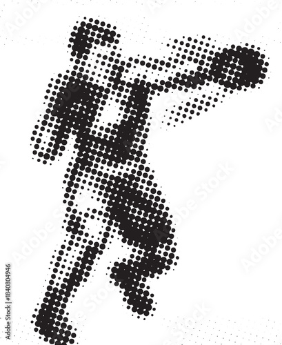 Dynamic halftone boxer delivering powerful right hook illustration for combat sports posters and media