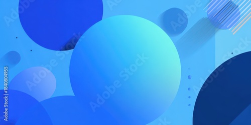 Abstract Geometric Composition With Blue Gradient Spheres And Shapes