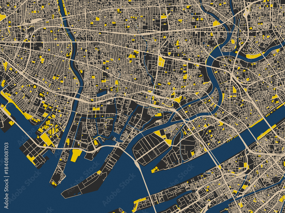 Obraz premium Abstract city map of Amagasaki, Japan