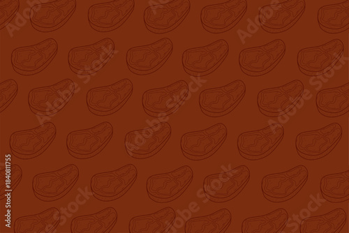Minimalist Steak Line-Art Seamless Pattern in Warm Tones for Butcher Branding and Food Packaging