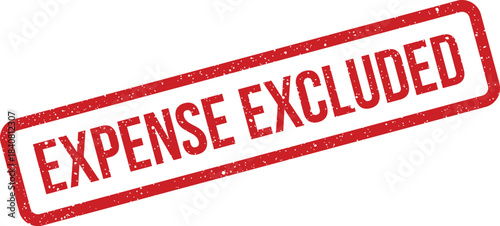 Distinctive red grunge stamp featuring the phrase EXPENSE EXCLUDED for auditing and financial reporting