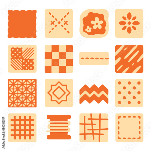 Geometric pattern set: A vibrant set of sixteen meticulously designed geometric patterns, each a unique testament to the beauty of simplicity and precision.