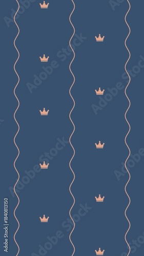 Repeating Crown Pattern on Dark Blue Background royal