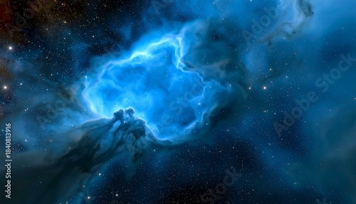 Blue nebula space background.